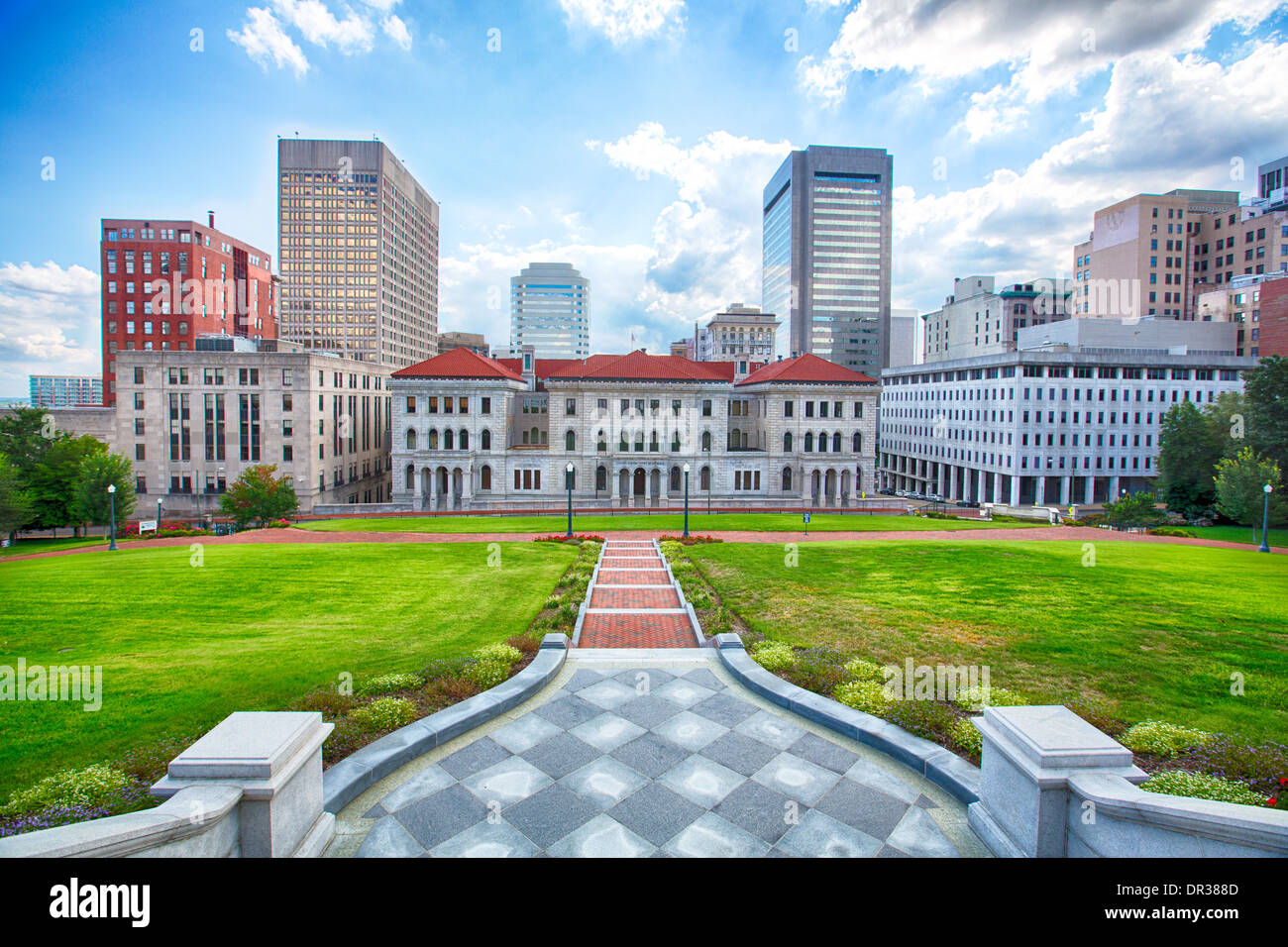 The view from the capital steps looking over downtown Richmond, Virginia Stock Photo