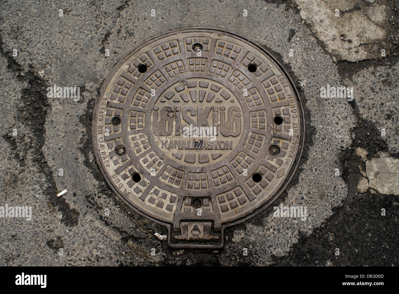 Manhole cover Prague Czech Republic Stock Photo