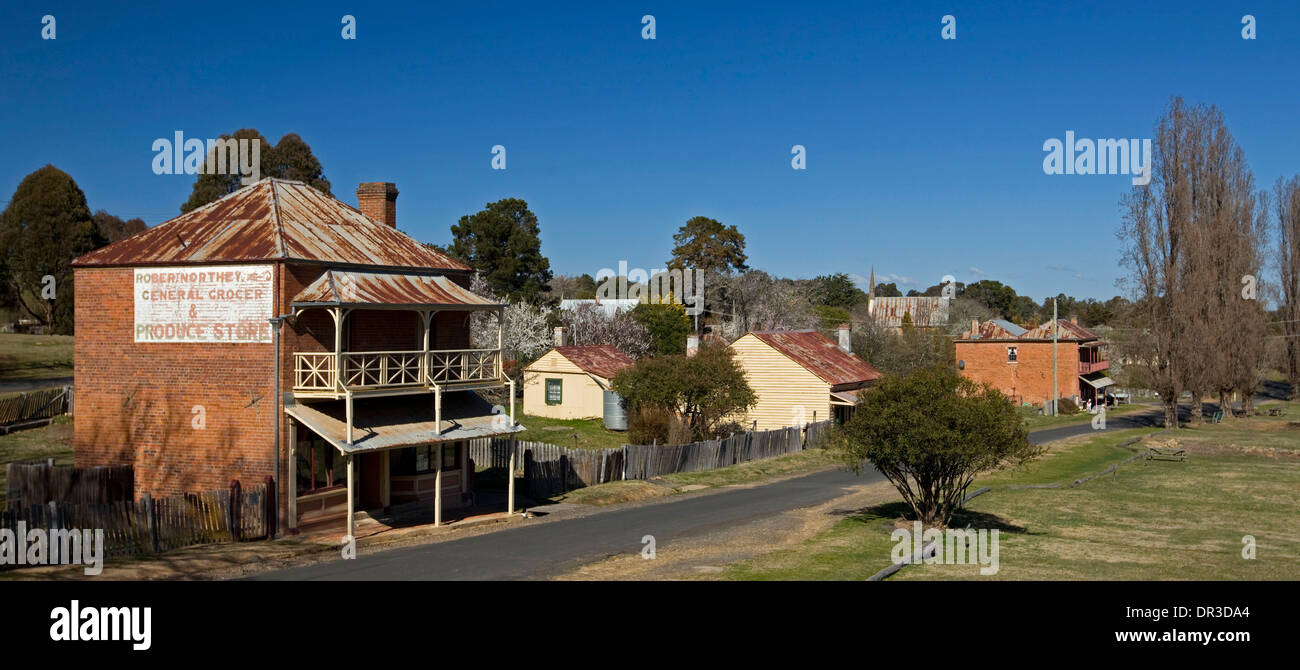 19th century building, general store, and main street at historic village of Hill End, tourist attraction near Bathurst NSW Aust Stock Photo