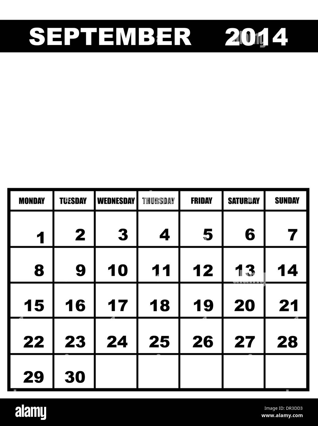 September calendar 2014 Stock Photo - Alamy
