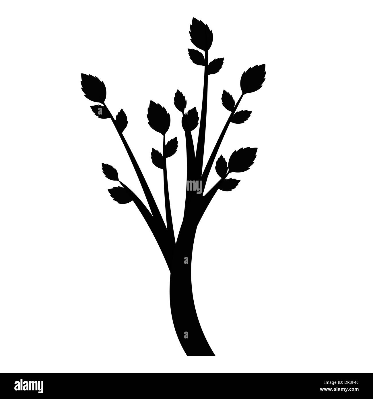 art tree silhouette isolated on white background Stock Photo - Alamy