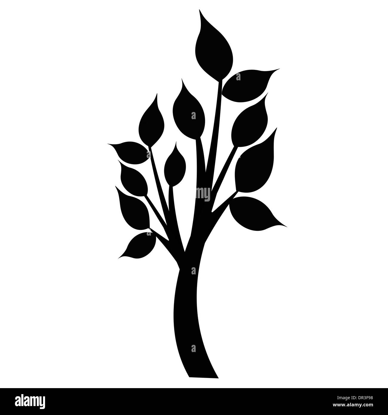 art tree silhouette isolated on white background Stock Photo - Alamy