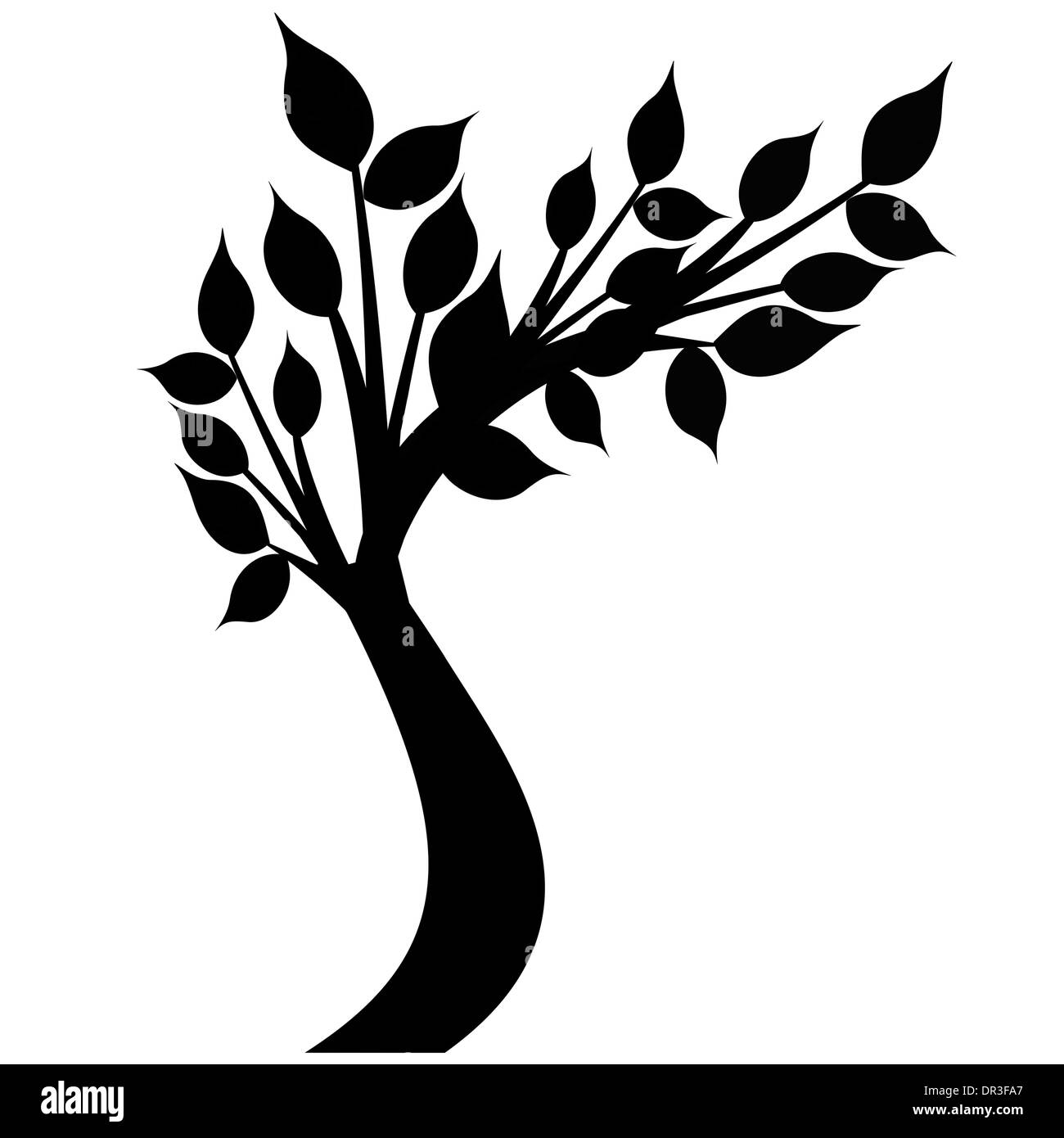 art tree silhouette isolated on white background Stock Photo - Alamy