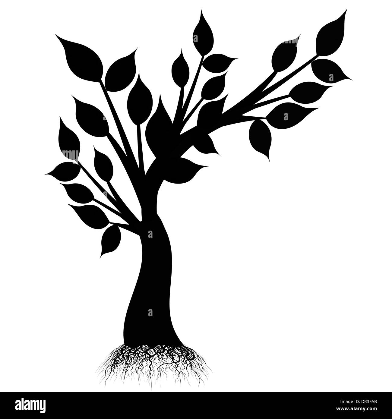 art tree silhouette isolated on white background Stock Photo - Alamy