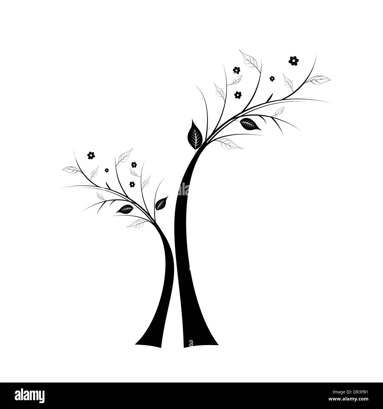 art tree silhouette isolated on white background Stock Photo - Alamy