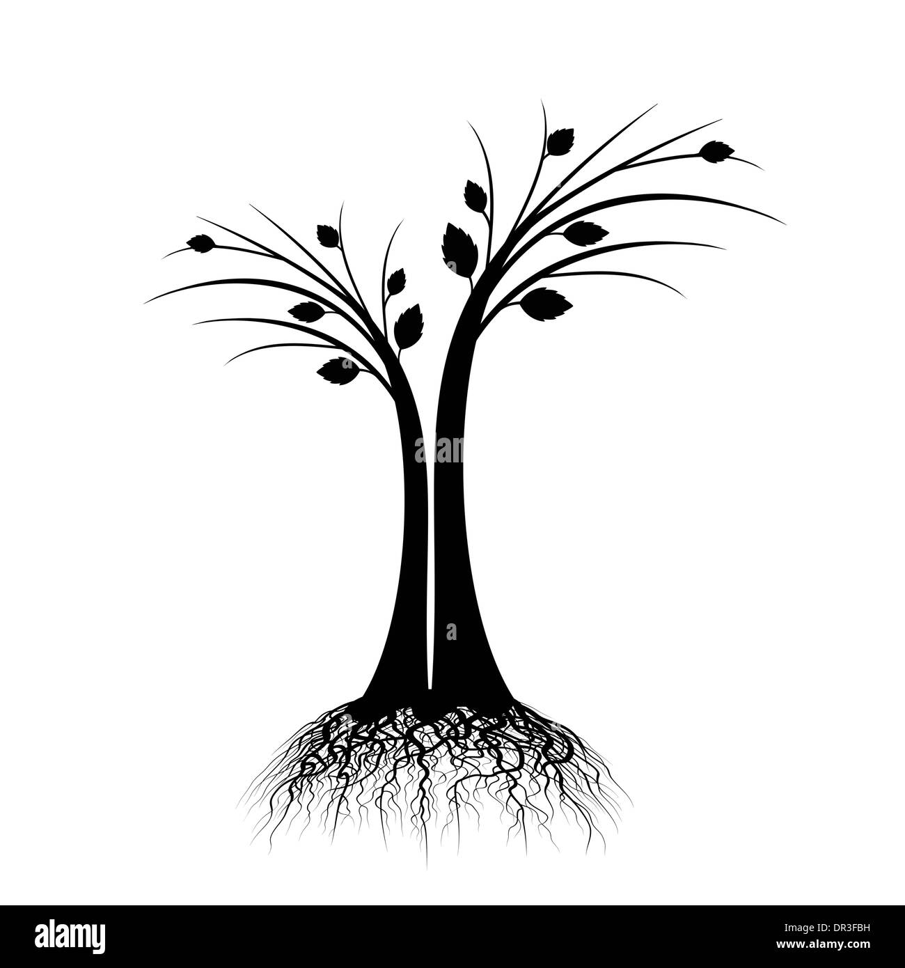 art tree silhouette isolated on white background Stock Photo - Alamy