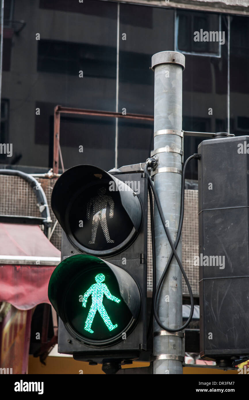 Green Traffic light closeup in the street Stock Photo