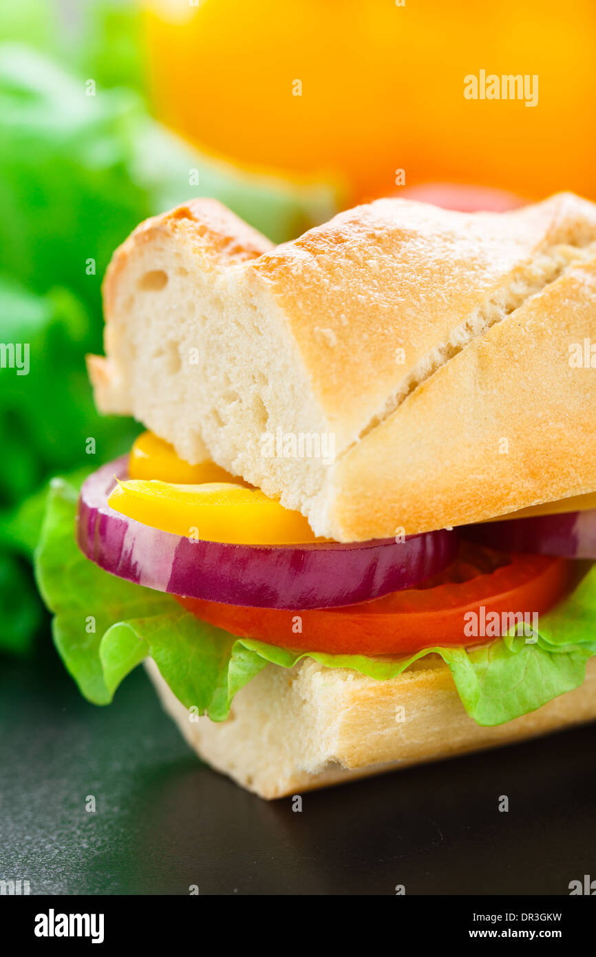 Vegetarian baguette sandwich Stock Photo Alamy