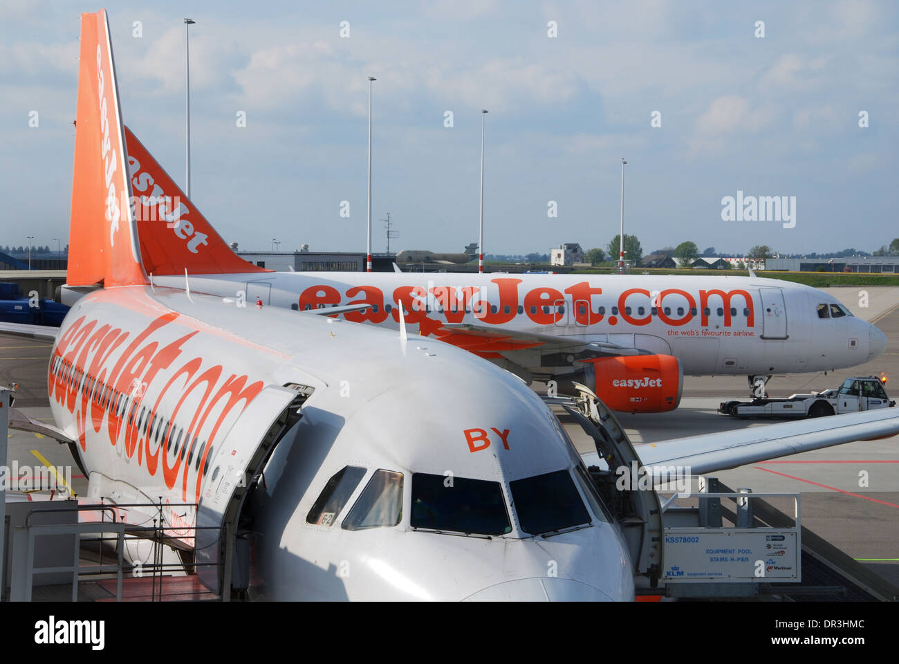 EasyJet Airbus planes at Schiphol Airport Amsterdam Netherlands Stock Photo