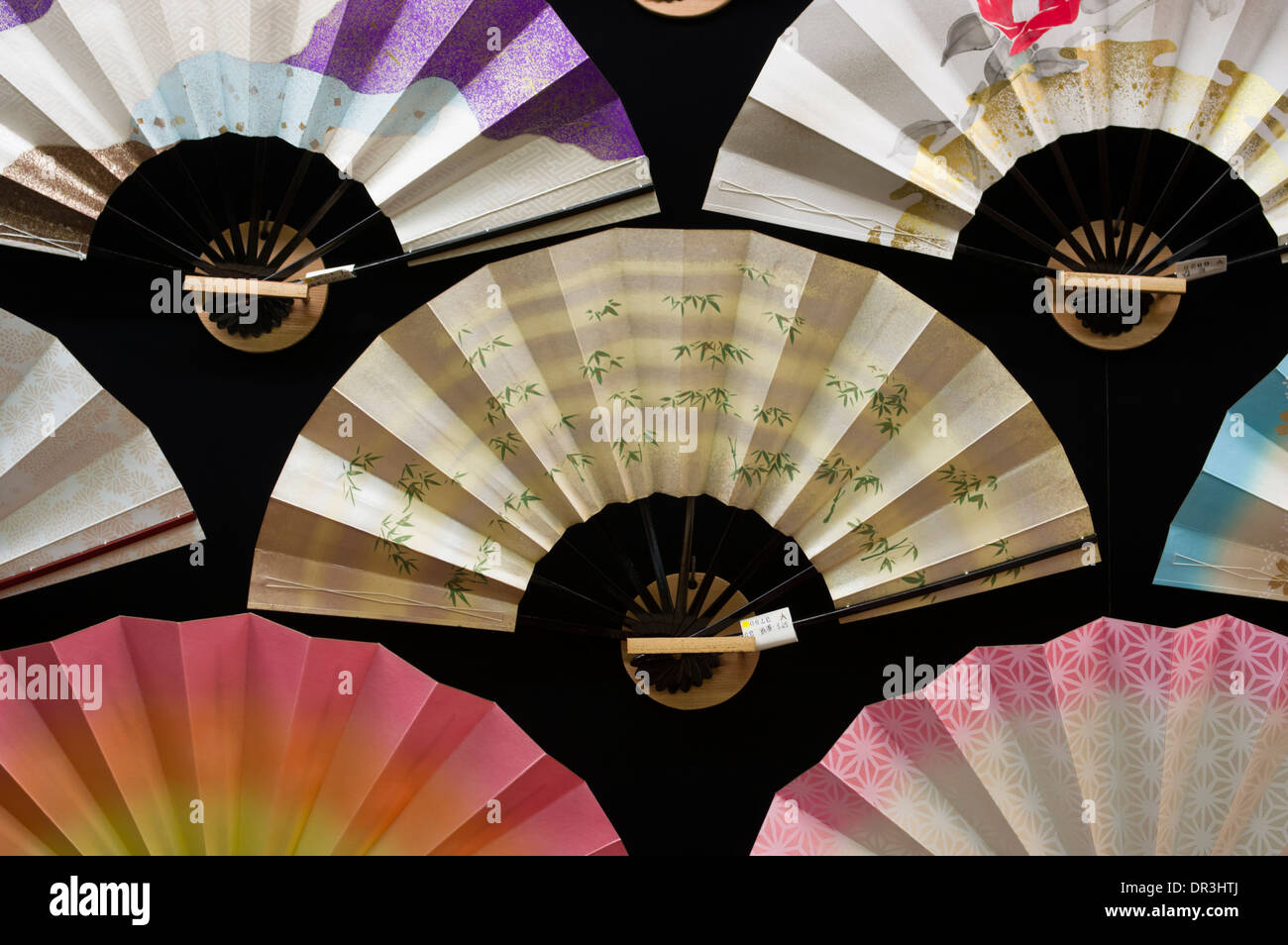 Handmade traditional Japanese bamboo paper hand fan ( ogi ) made in