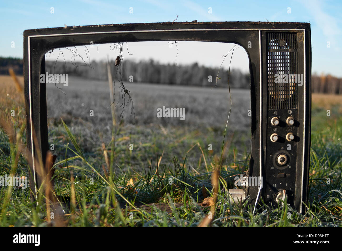 old abandoned tv Stock Photo