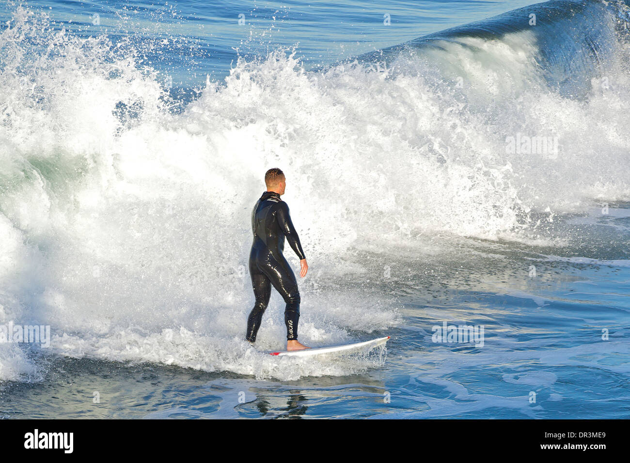 Weekend Surfing at Hermosa Beach, Los Angeles, California. Stock Photo