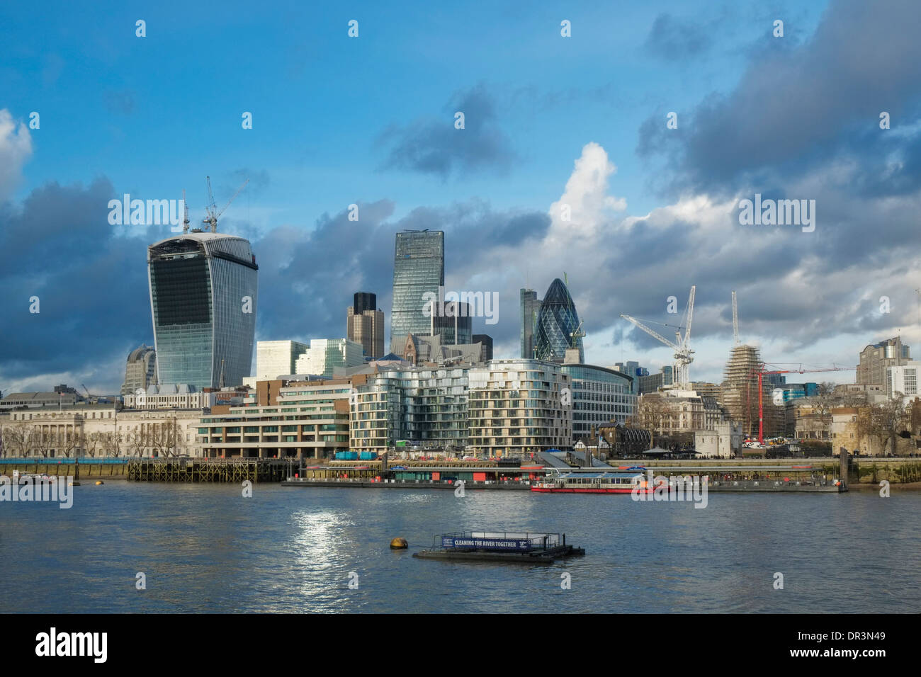 View of City of London across the River Thames England UK Stock Photo ...