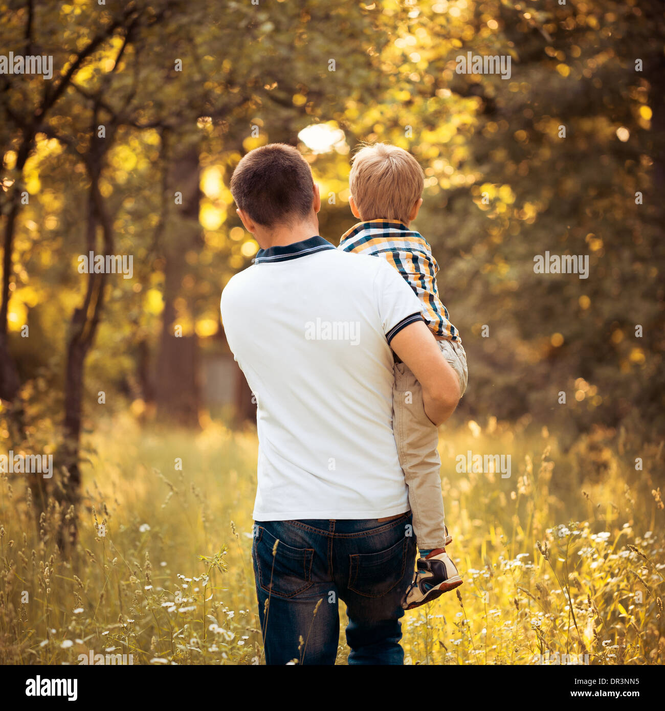 Father and son go away Stock Photo
