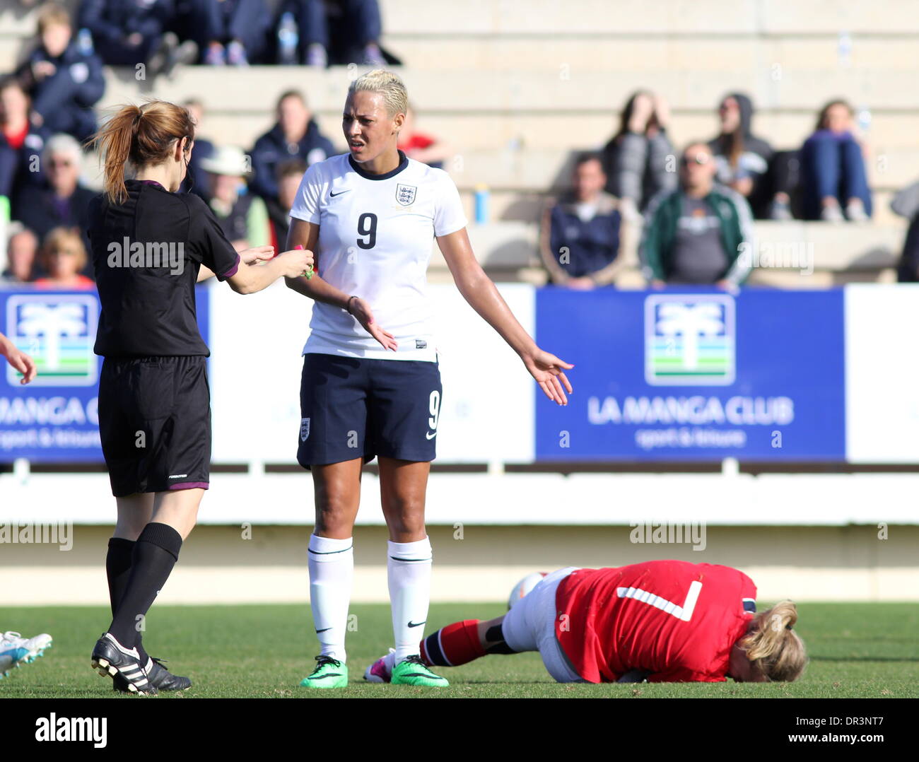 La Manga, Spain. 17 January 2014, La Manga Club. Women's Friendly International: England 1 Norway 1 Photo Alamy Live News Stock Photo