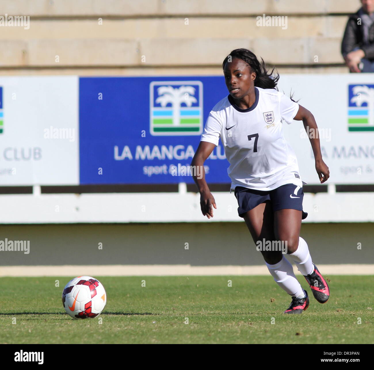 La Manga, Spain. 17 January 2014, La Manga Club. Women's Friendly International: England 1 Norway 1 Eniola Aluko Photo Alamy Live News Stock Photo