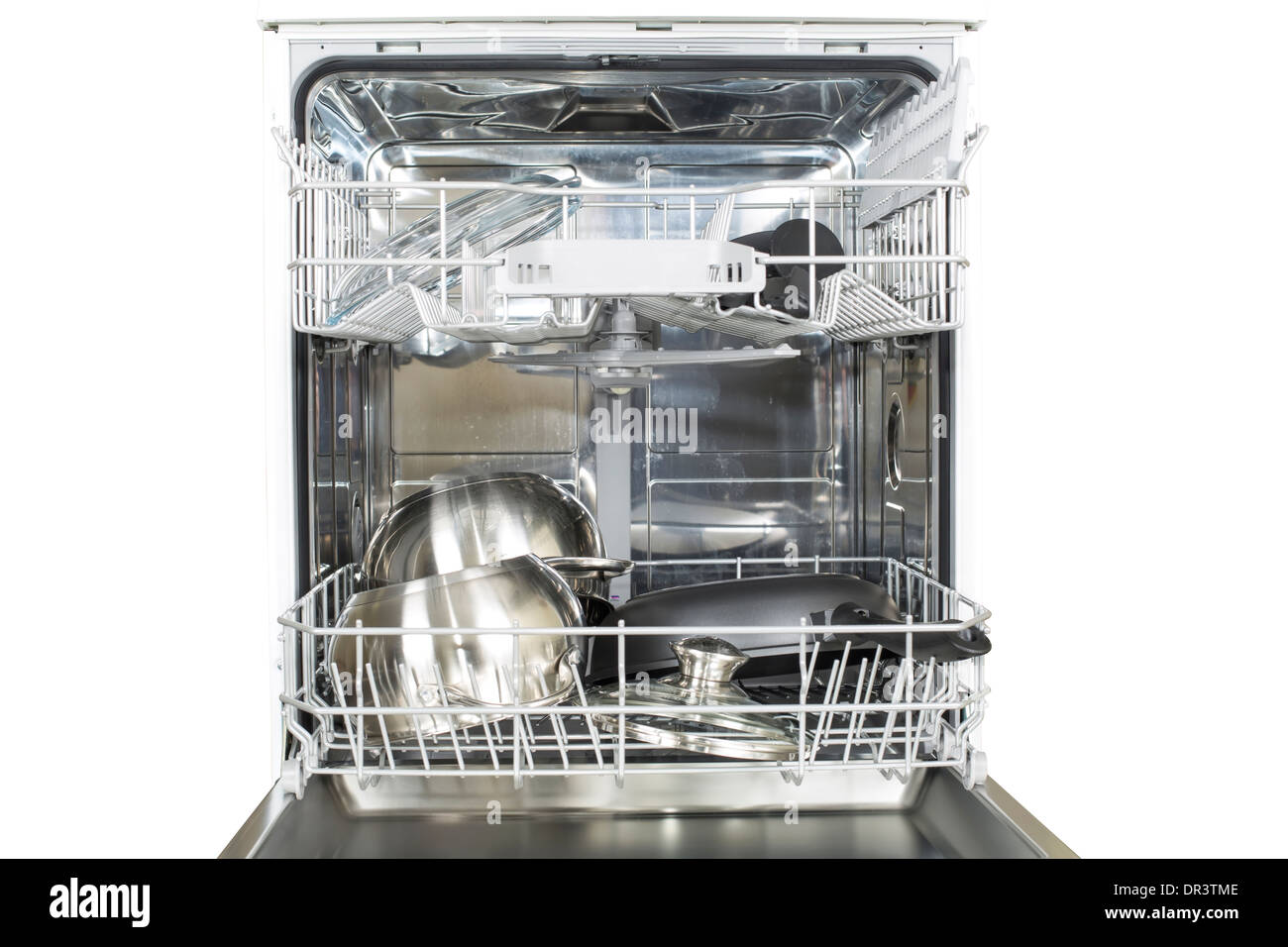 cookware in the dishwasher after washing and drying Stock Photo