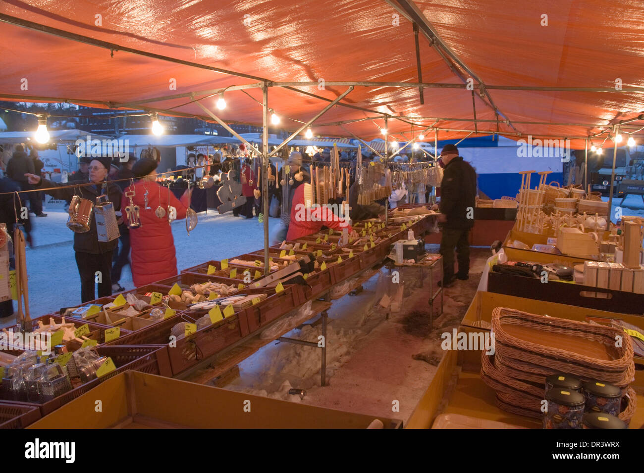 Market booth Jokkmokk fair Laponia Sweden Winter Stock Photo Alamy