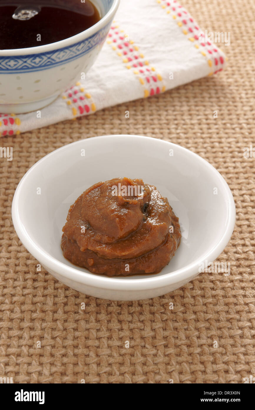 Miso soya bean paste for making Japanese Miso soup Stock Photo Alamy