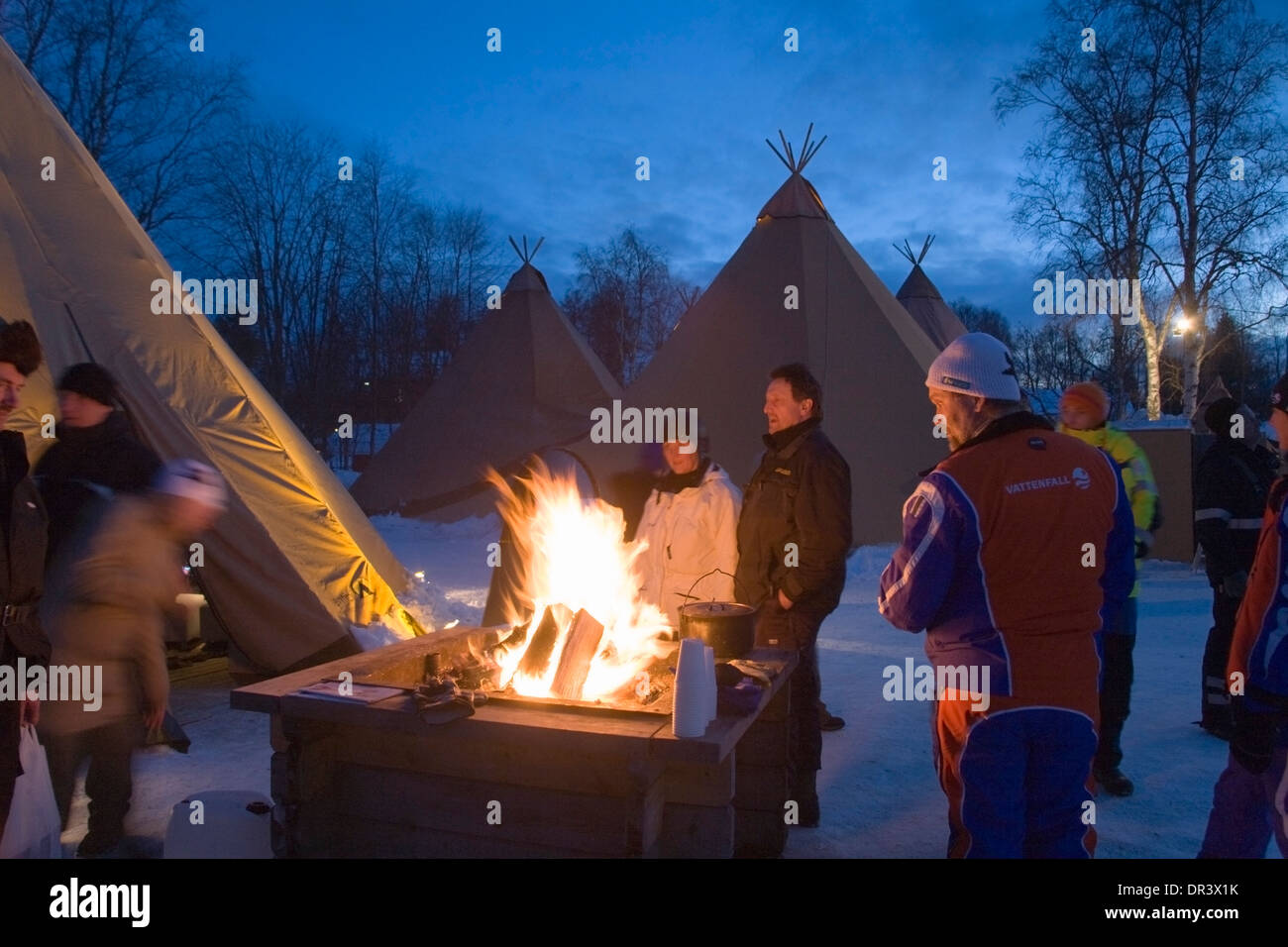 Cot-tent Jokkmokk fair Laponia Sweden Winter Stock Photo