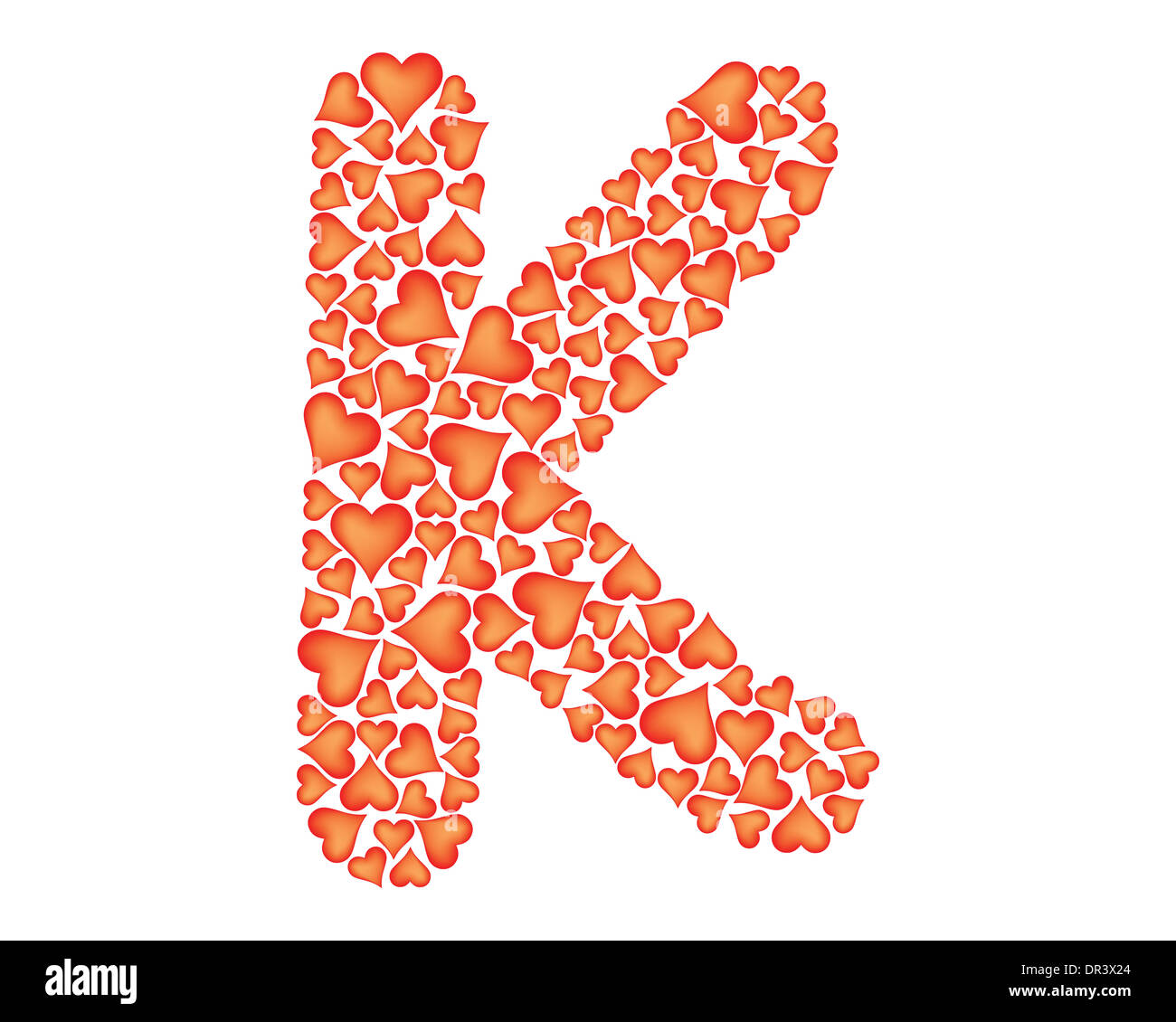 letter k made of valentines over white Stock Photo