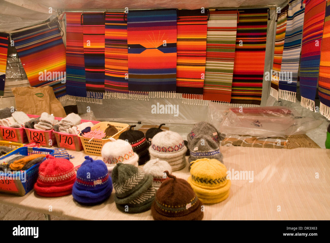 Selling Handicraft Jokkmokk fair Laponia Sweden Winter Stock Photo