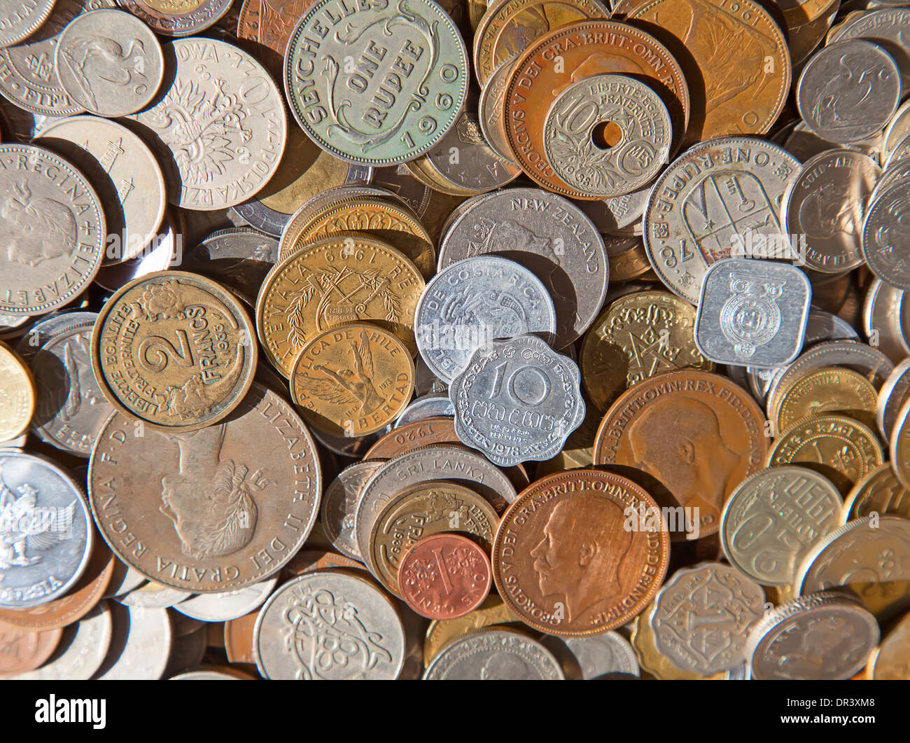 Collection of the old circulated coins Stock Photo Alamy