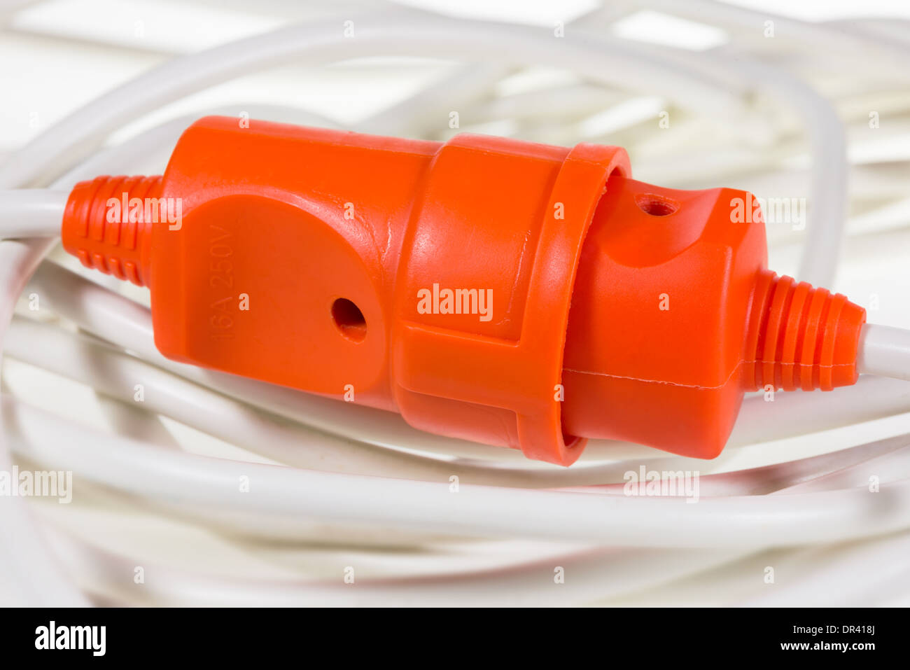electric plug and socket red color Stock Photo