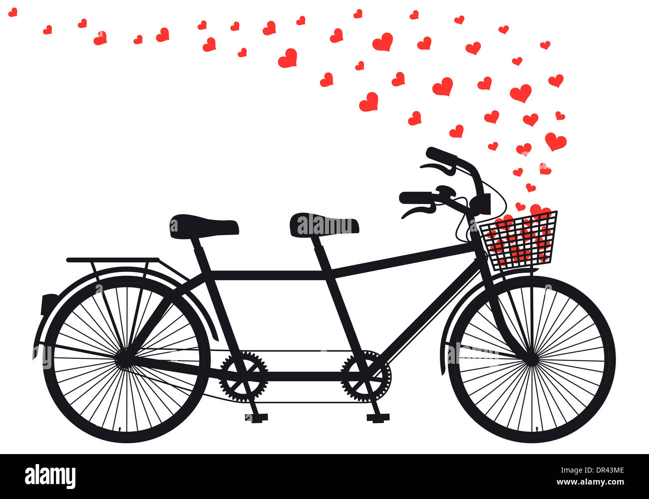 tandem bicycle with red hearts Stock Photo Alamy