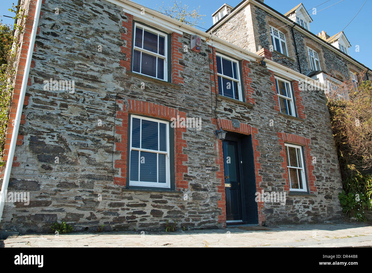The house in Port Isaac, Cornwall, used for the doctors surgery in the television programme Doc Martin Stock Photo