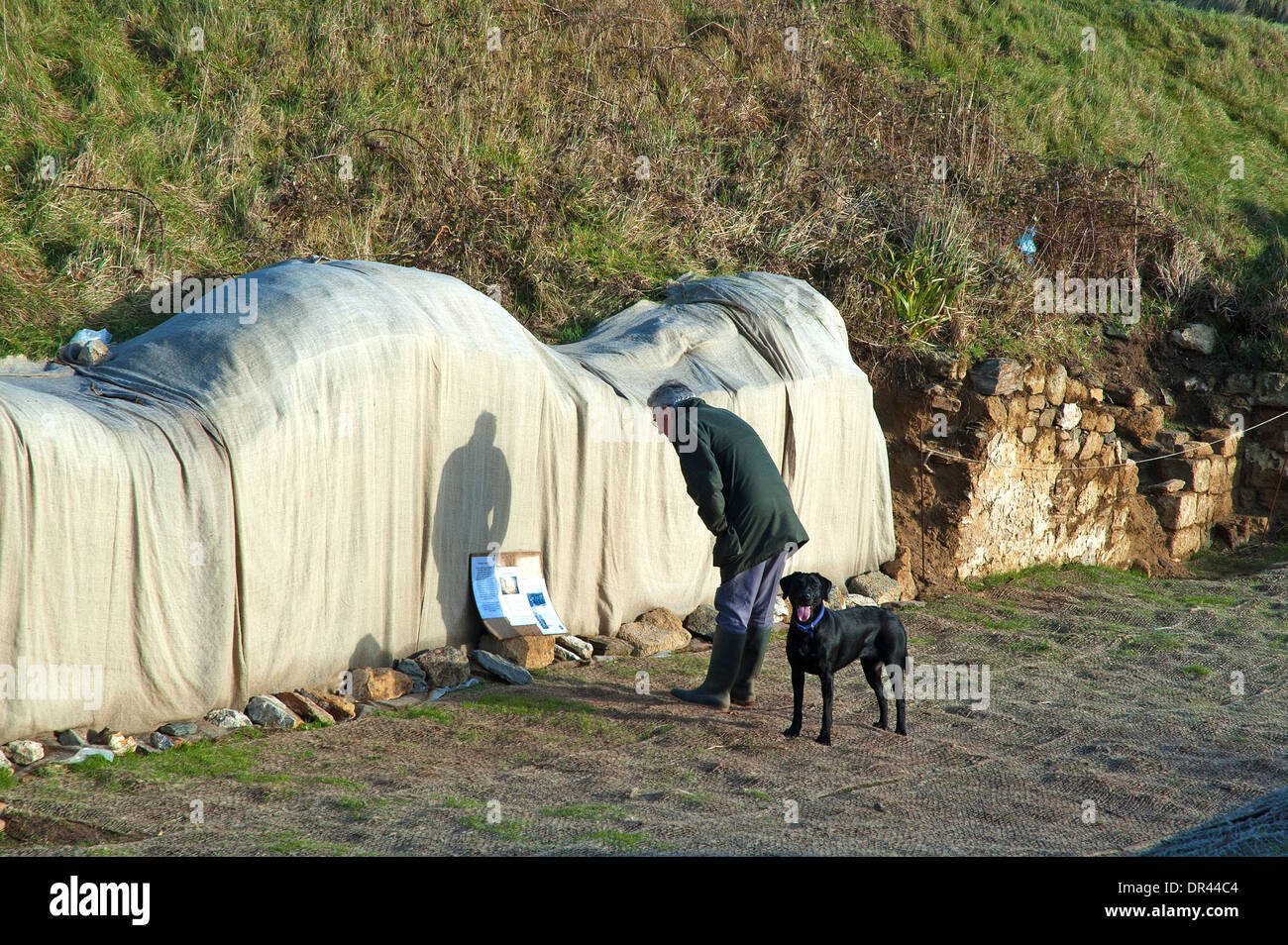 a section of St Pirans church unearthed on perran sands near perranporth in cornwall, uk Stock Photo