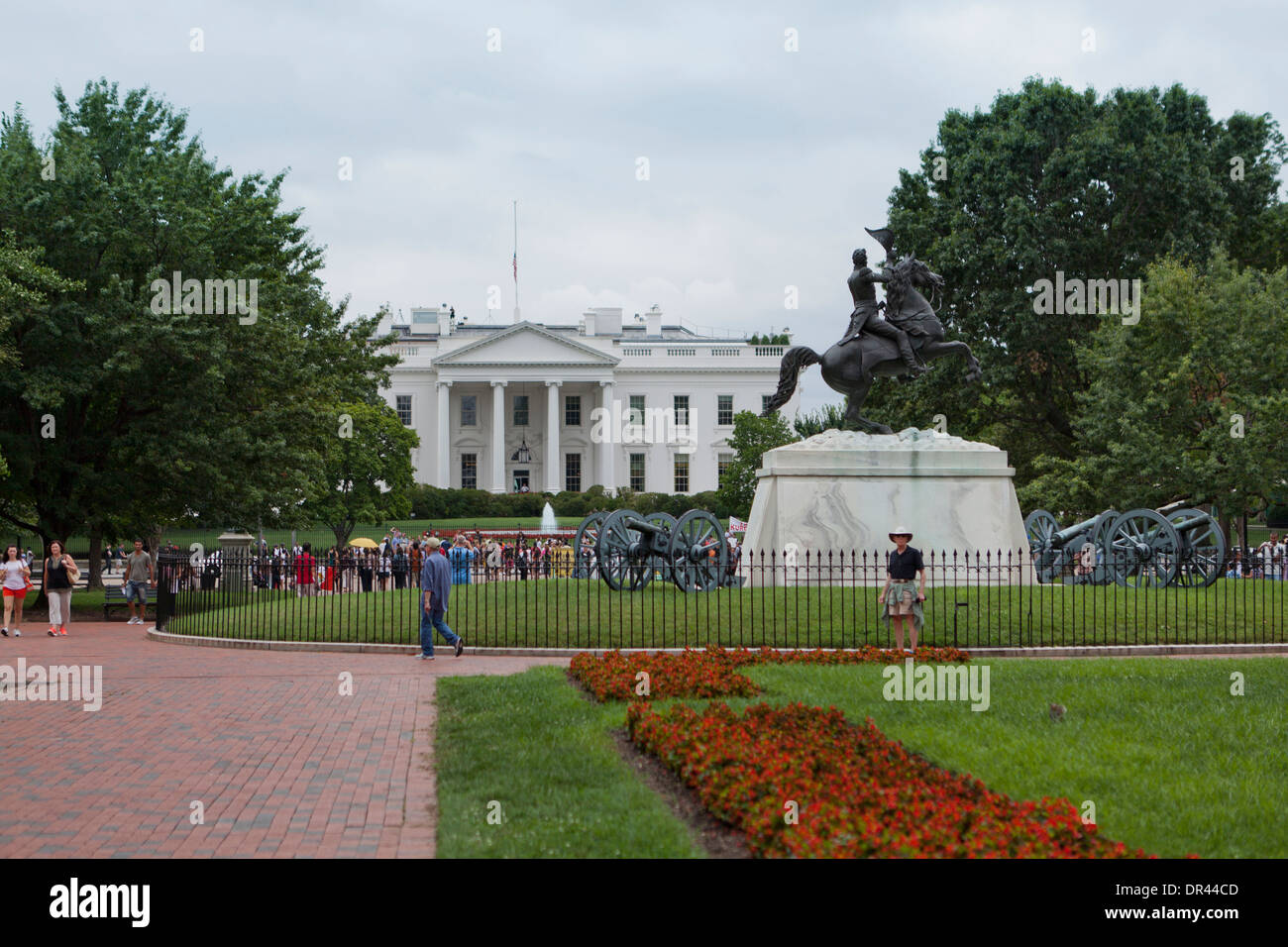 The White House north portico from Lafayette square - Washington, DC USA Stock Photo