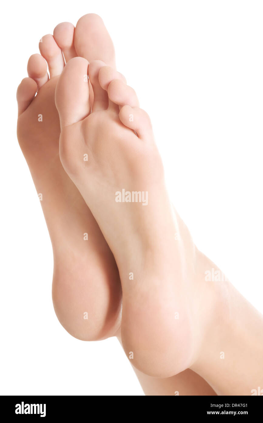 Beautiful fresh, clean feet with pedicure. Isolated on white Stock Photo Alamy