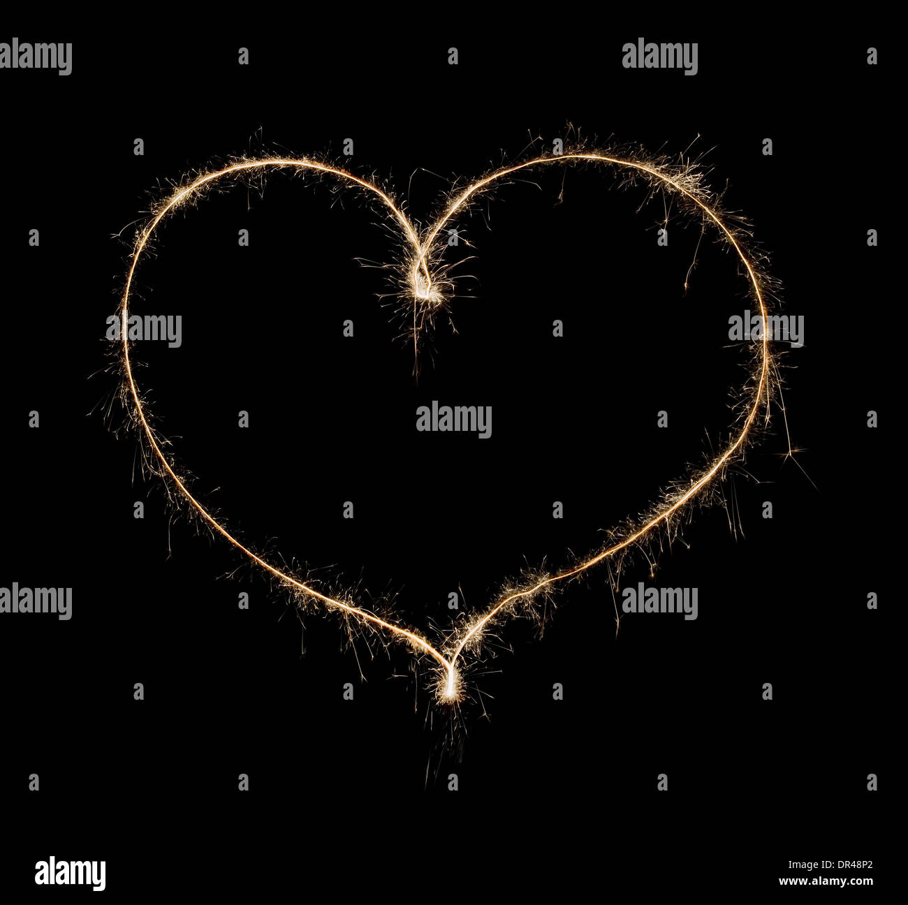 heart from sparkler isolated on black background Stock Photo