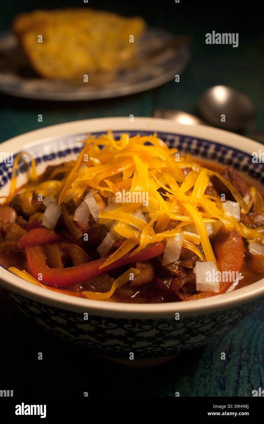 Bowl of chili Stock Photo