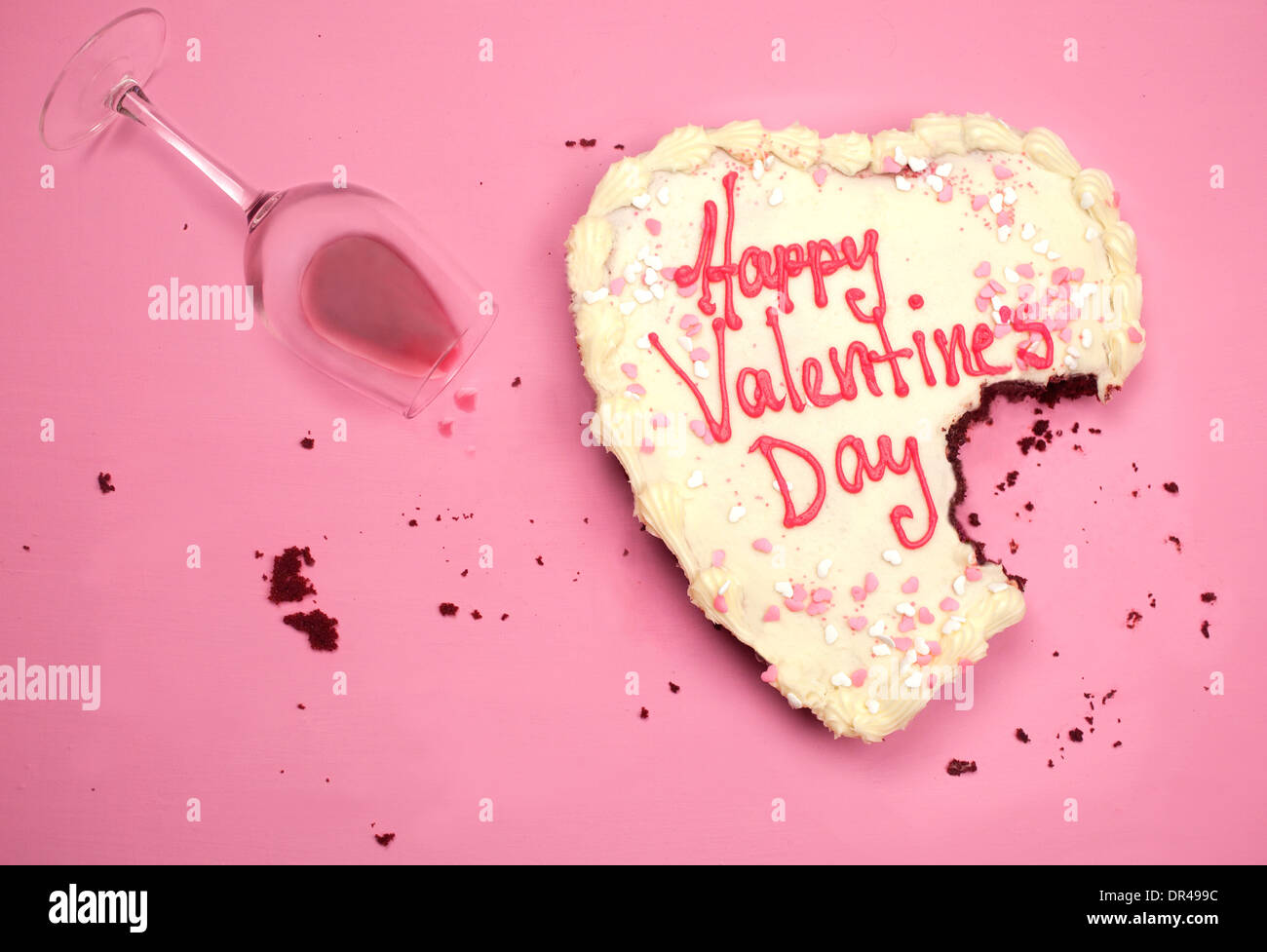 Valentine's day cake with bite taken out of it Stock Photo Alamy