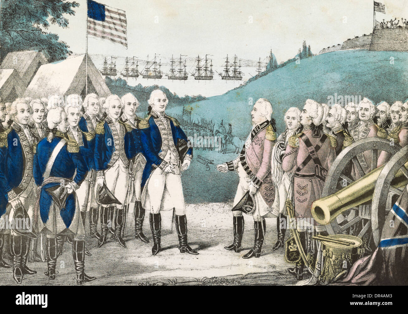 Surrender of Lord Cornwallis to General George Washington at Yorktown, Virginia 1781