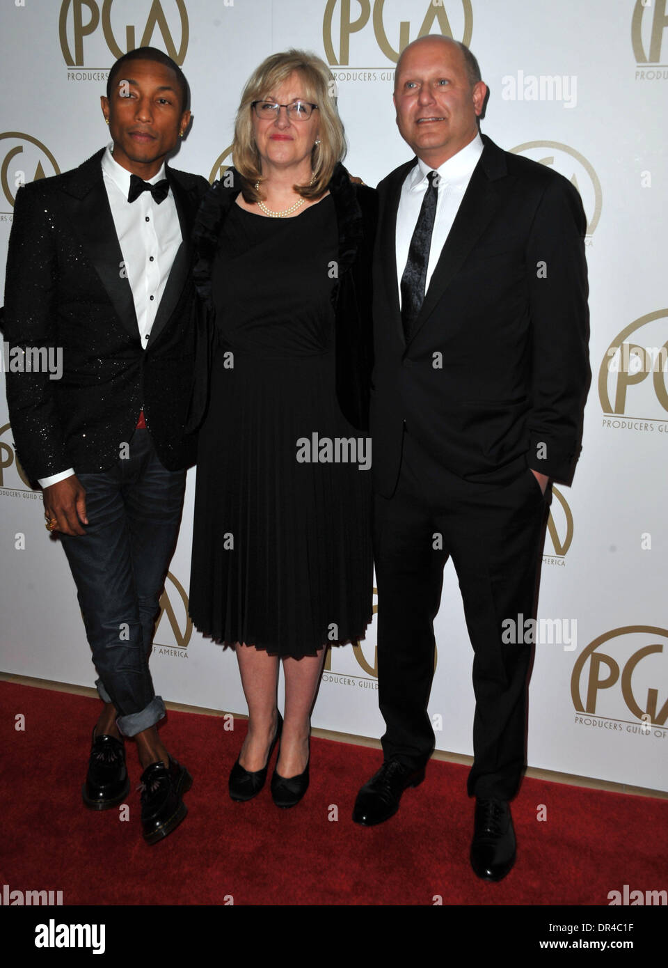 Los Angeles, California, USA. 19th Jan, 2014. Christopher Meledandri, Pharrell Williams, Janet Healy attending the 25th Annual Producers Guild Awards held at the Beverly Hilton Hotel in Beverly Hills, California on January 19, 2014. 2014. Credit:  D. Long/Globe Photos/ZUMAPRESS.com/Alamy Live News Stock Photo