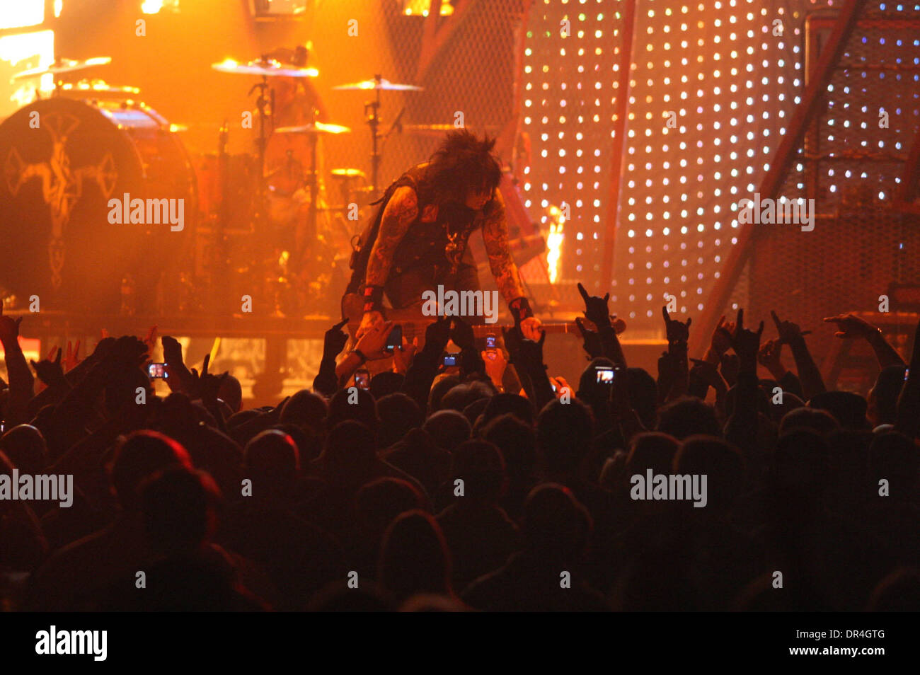 Feb 28, 2009 - New Orleans, Louisiana, USA - NIKKI SIXX of Motley Crue performs on stage during the band's Saints of Los Angeles Tour that made a stop at the New Orleans Arena. (Credit Image: © Derick Hingle/Southcreek EMI/ZUMA Press) Stock Photo