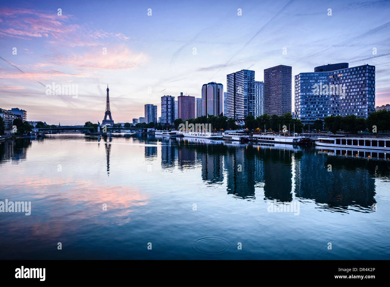 Eiffel Tower and Seine River, Paris, France Stock Photo