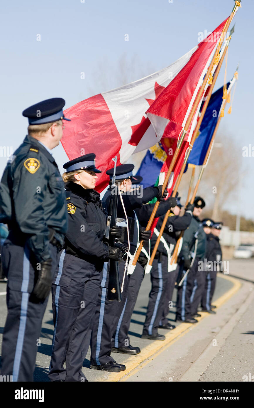 Mar 23, 2009 - Whitby, Ontario, Canada - The OPP perform an honor guard ...
