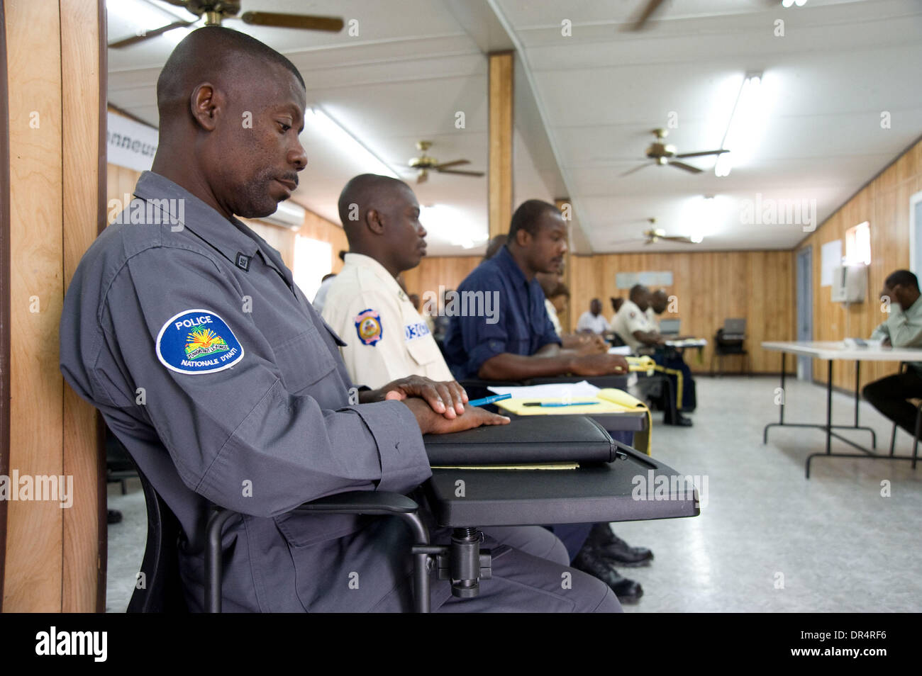 Apr 30, 2009 - Port au Prince, Haiti - Police officers attend advanced classes at the Haitian National Police Academy in Port au Prince, Haiti. These officers are being trained for specialist roles within the existing national police force (Credit Image: © David Snyder/ZUMA Press) Stock Photo