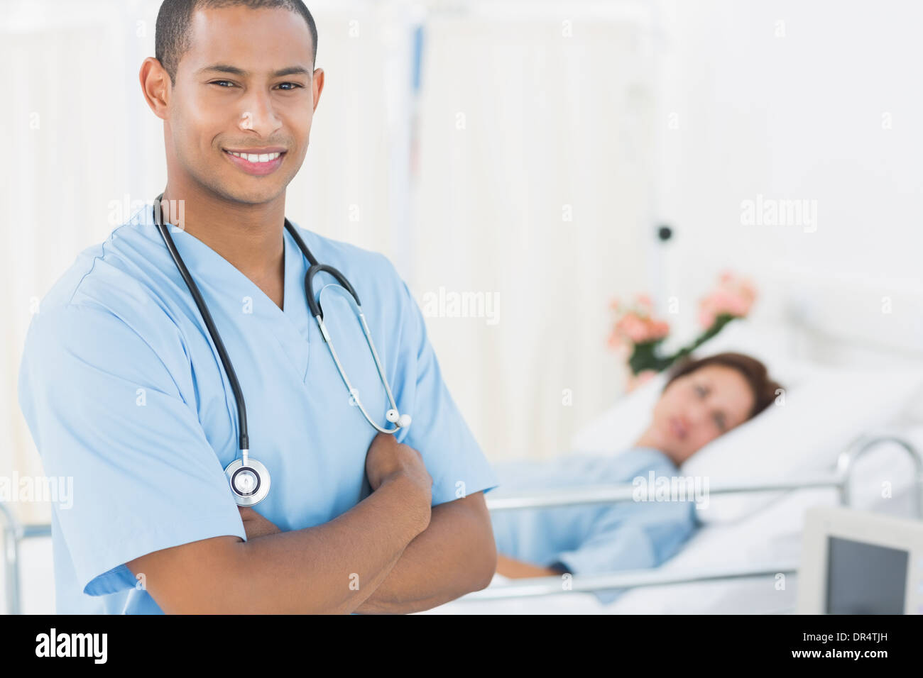 Smiling man in hospital bed hi-res stock photography and images - Alamy