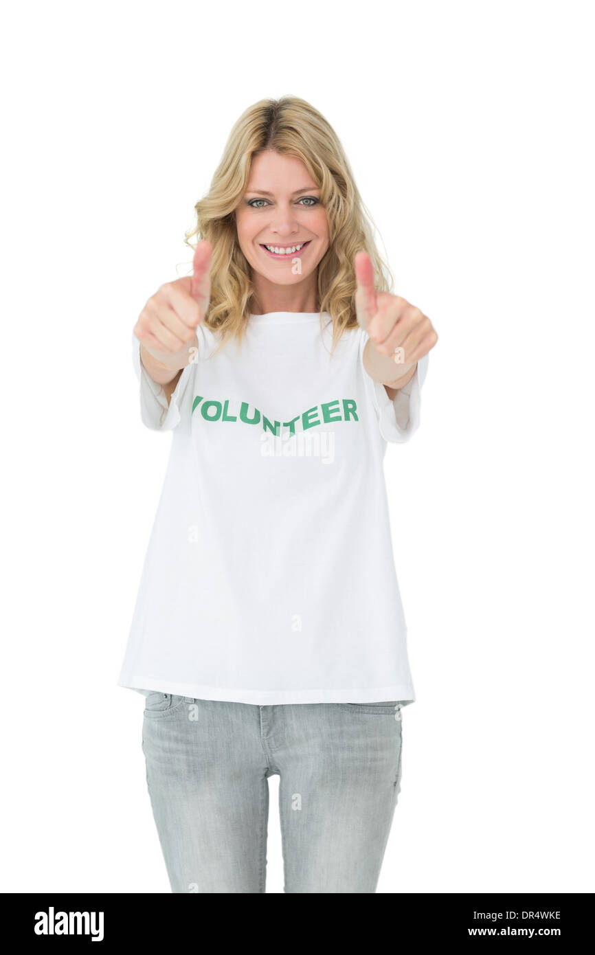 Portrait of a happy female volunteer gesturing thumbs up Stock Photo ...