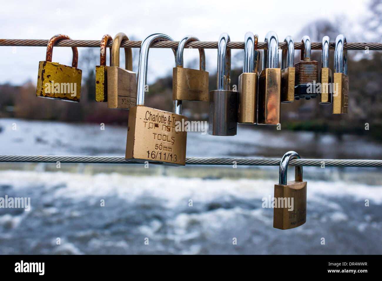Love Locks, Wye Bridge, Bakewell, Derbyshire Stock Photo 65876323 Alamy