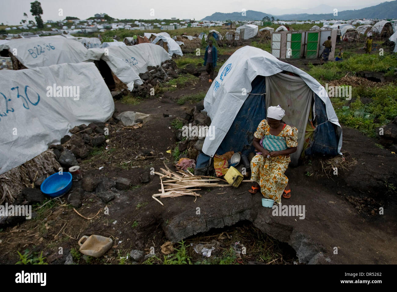 Dec 09, 2008 - Goma, Democratic Republic of Congo - A Congolese woman IDP (internally displaced person) at Camp Bulengo, west of Goma, one of the largest camps near the provincial capitol. refugee (Credit Image: © T.J. Kirkpatrick/ZUMA Press) Stock Photo