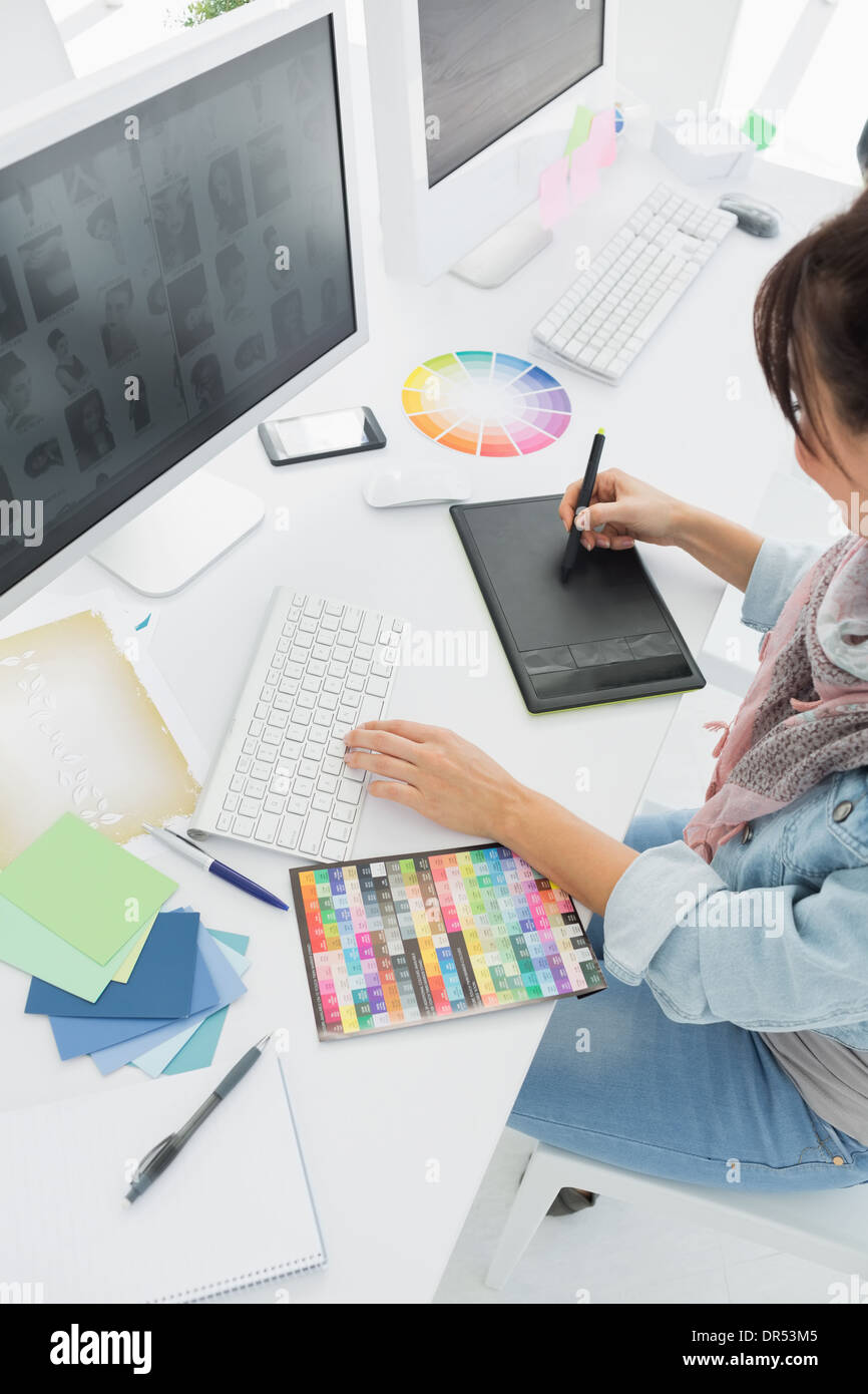 Artist drawing something on graphic tablet Stock Photo Alamy