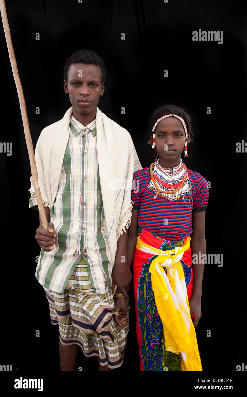 Ethiopian girls of the Afari tribe Stock Photo