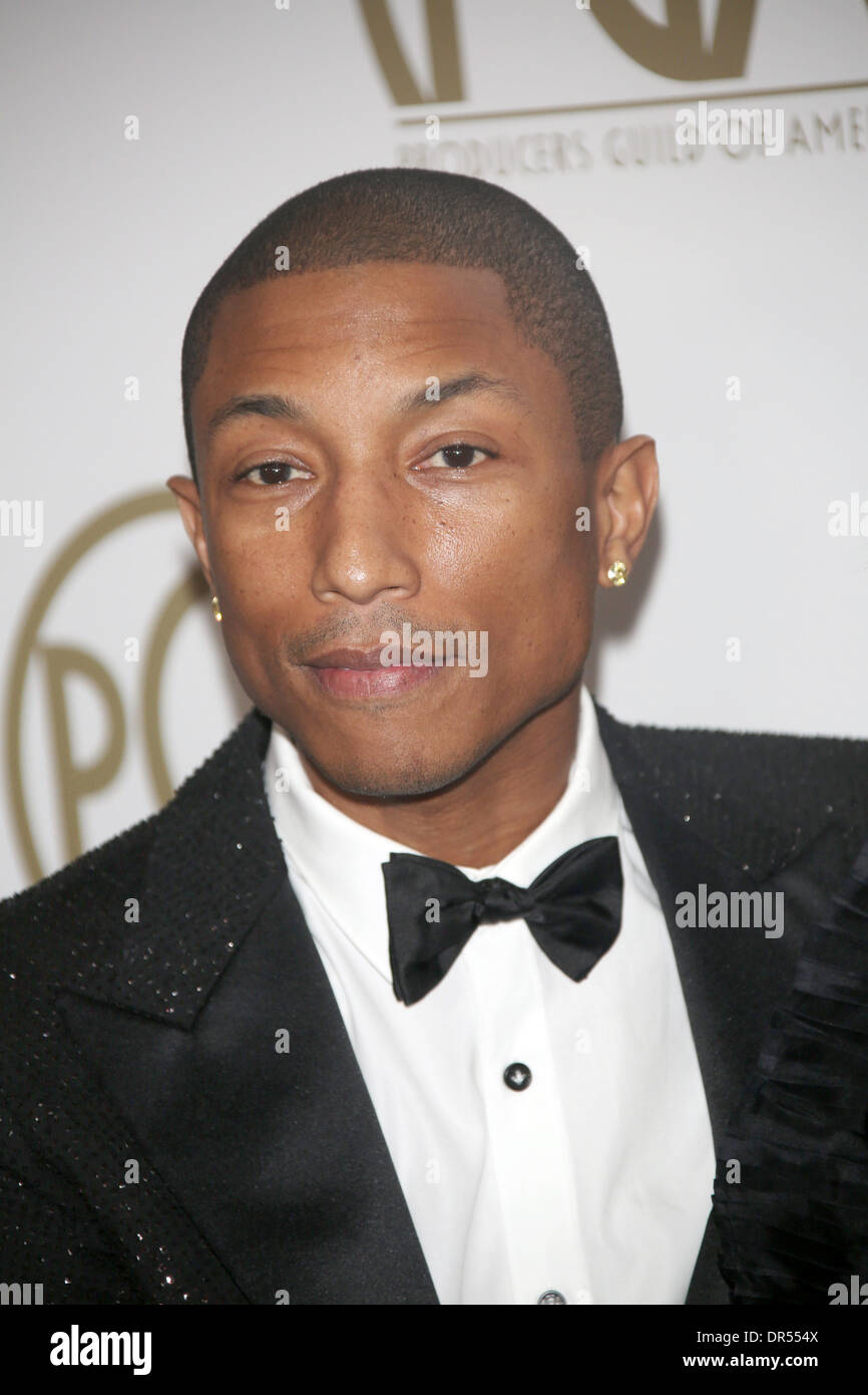 LA, CA, USA . 19th Jan, 2014. Musician Pharrell Williams attends the 25th annual Producers Guild of America Awards aka PGA Awards at Hotel Beverly Hilton in Beverly Hills, Los Angeles, USA, on 19 January 2014. Credit:  dpa picture alliance/Alamy Live News Stock Photo