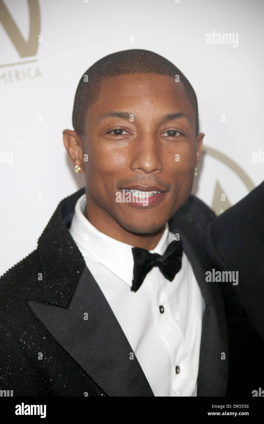 LA, CA, USA . 19th Jan, 2014. Musician Pharrell Williams attends the 25th annual Producers Guild of America Awards aka PGA Awards at Hotel Beverly Hilton in Beverly Hills, Los Angeles, USA, on 19 January 2014. Credit:  dpa picture alliance/Alamy Live News Stock Photo